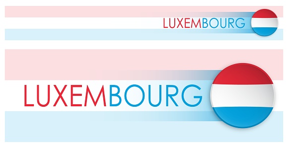 Luxembourg flag horizontal web banner in modern neomorphism style. Webpage Luxembourg country header button for mobile application or internet site. Vector