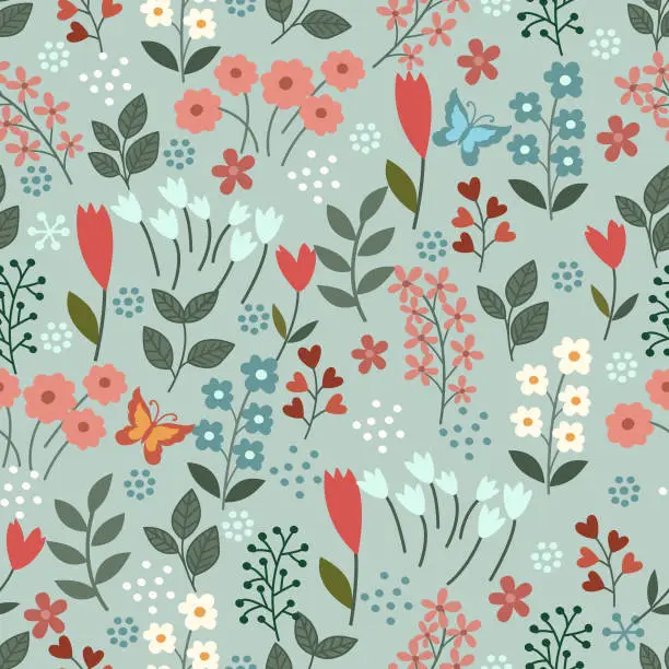 Vector illustration of Floral seamless pattern .