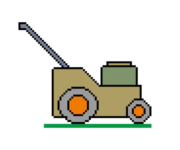 Vector illustration of Lawn Mover pixel illustration