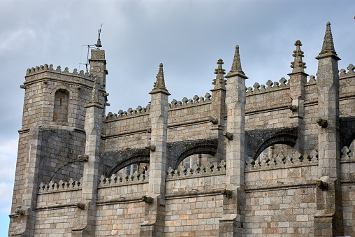 Detail of the Guarda Cathedral in Portugal, Gothic style with Manueline influence