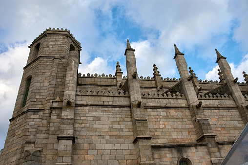 Detail of the Guarda Cathedral in Portugal, Gothic style with Manueline influence