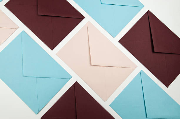 istock Top view of colourful envelopes on white background. 2077732958