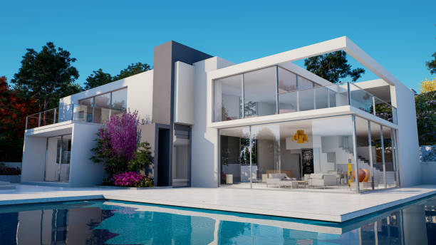 istock Luxury contemporary mansion with pool 2077782816