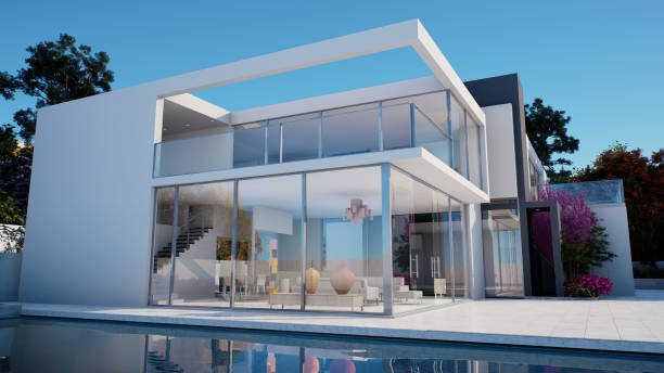 istock Luxury contemporary mansion with pool 2077783328
