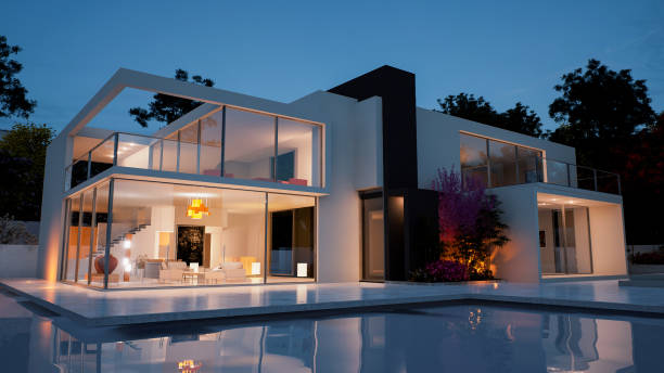 istock Luxury contemporary mansion with pool 2077783853