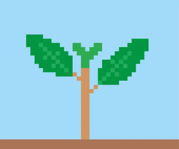 Vector illustration of Young plant pixel illustration