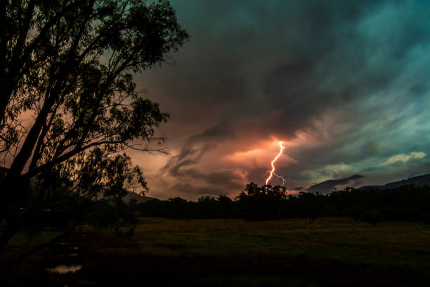 Free Stock Photo of Lightning Bolt Strikes Sky Over Mountain | Download ...
