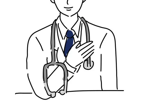 Vector illustration of A trusting doctor with his hand on his chest