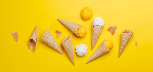 istock Assorted ice cream flavours in delightful waffle cones 2077852975