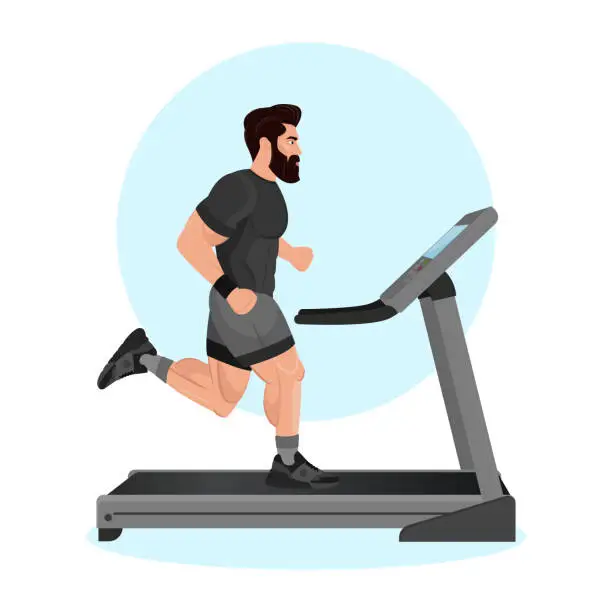 Vector illustration of Illustration of a young guy training in a gym. Gym. Body-building. Power training. Sports guy.
