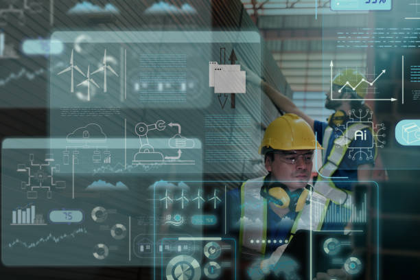 istock Team of  Engineers Use Tablet with visualize screen of the data statistic with ai technology in factory. 2077878651