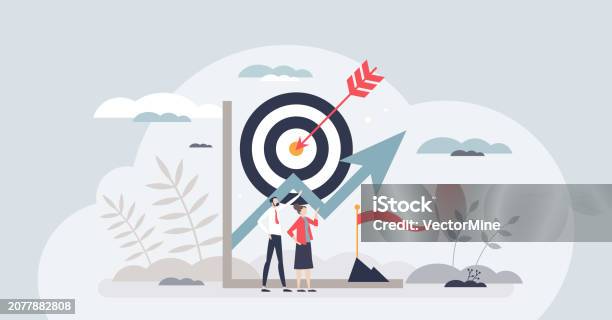 Moderate Target Setting Goal Setting For Measurable Business Target Achievement Tiny Person ...