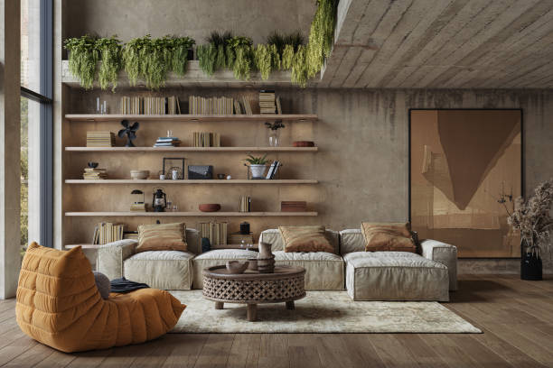 istock Grunge interior with concrete walls and hardwood flooring. Loft style, 3d rendering 2077892232