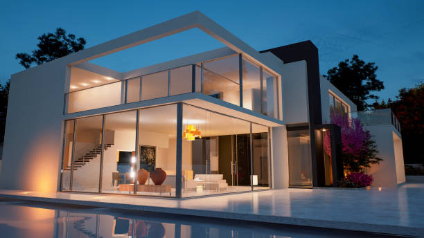 istock Luxury contemporary mansion with pool 2077978693