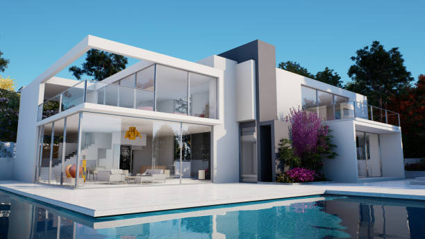 istock Luxury contemporary mansion with pool 2077978698