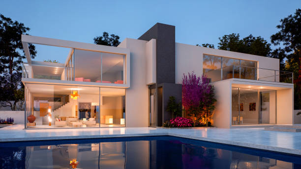 istock Luxury contemporary mansion with pool 2077979216