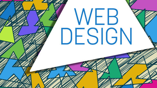 Web Design Triangles Sketch Texture Colorful Horizontal Text Web Design text written over colorful background. website design stock illustrations