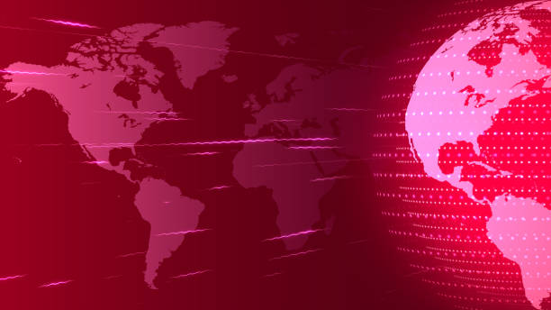 istock Abstract red earth globe world map news background full screen 2078055905