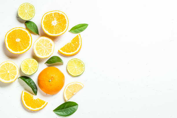 istock Citrus fruits at white background. 2078073696