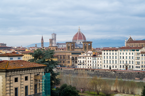 Florence city view Santa Maria del Fiore during cloudy day.