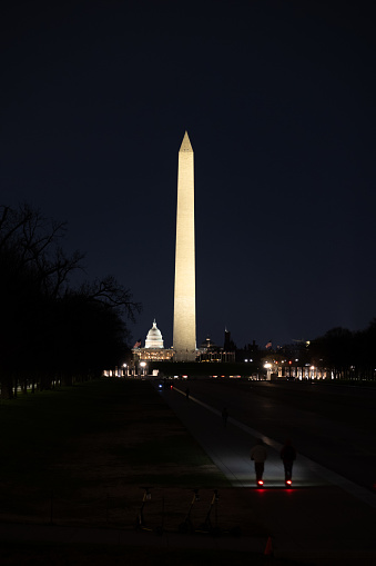 Washington, DC - 3-11-2024: Washington Monument at Night