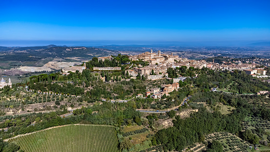 Aerial view of Montepulciano, Tuscany, Italy