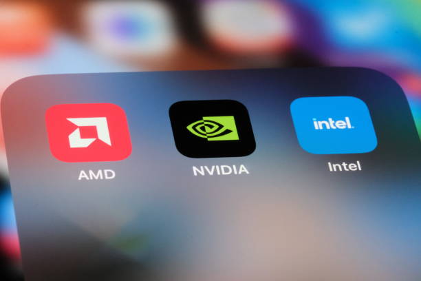 Nvidia Corporation, AMD Company and Intel Corporation. Leading brands in semiconductor Shanghai,China-March 12th 2024: Nvidia Corporation, AMD Company and Intel Corporation. Assorted leading brands in semiconductor robert stock stock pictures, royalty-free photos & images