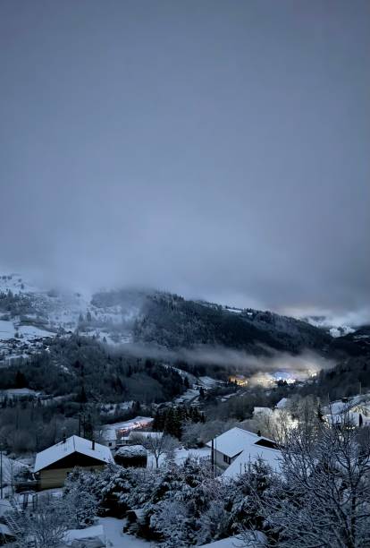 istock Snowy night in the mountains 2078184404