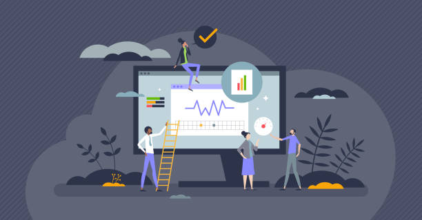 core web vitals und website-performance-evaluierung tiny person konzept - apfelbutzen stock-grafiken, -clipart, -cartoons und -symbole