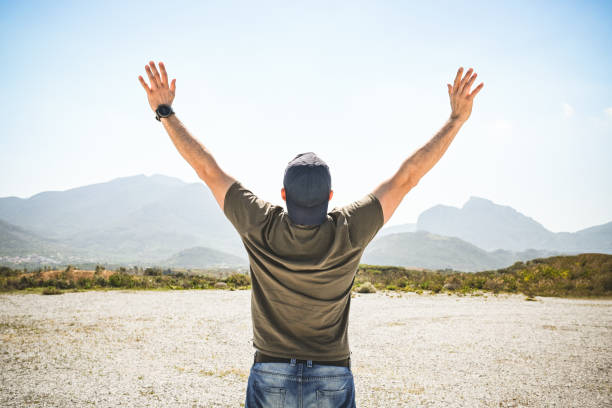 Mature adult man traveler