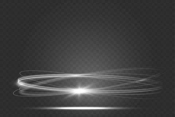 light white wave shine effect,vector glow line sparkle shine. silver wavy effects. - white background horizontal selective focus silver stock illustrations