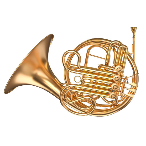 istock Golden french horn on white 2078225286