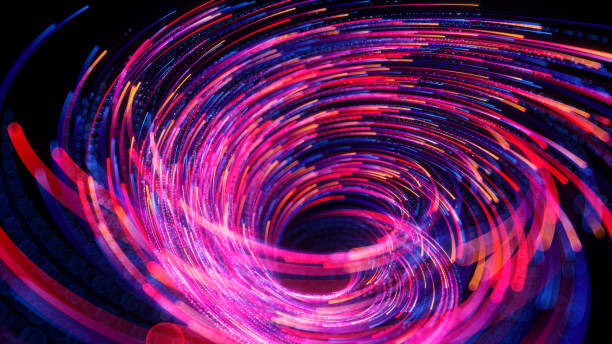 istock 3d render. Abstract neon background. Fantastic ultraviolet wallpaper. Vortex of pink blue glowing lines and bokeh lights 2078243676