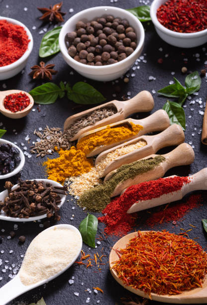 Mix of spices . Indian food background