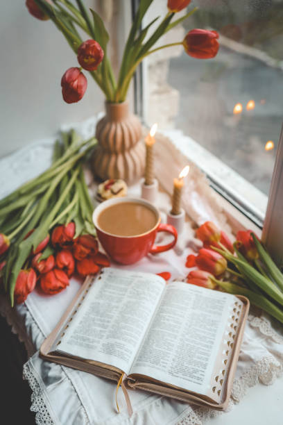 istock Open bible in home morning interior 2078249224