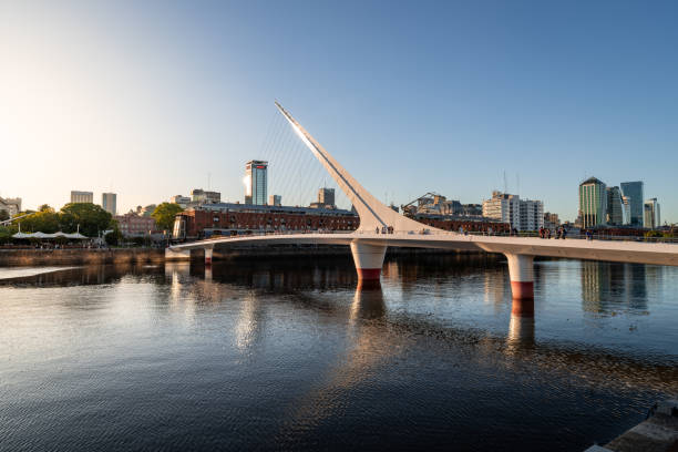 Puerto Madero skyline at sunset on a sunny day in Buenos Aires
