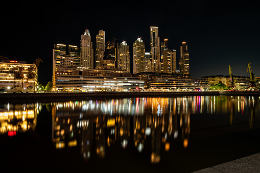 Puerto Madero skyline at night in Buenos Aires