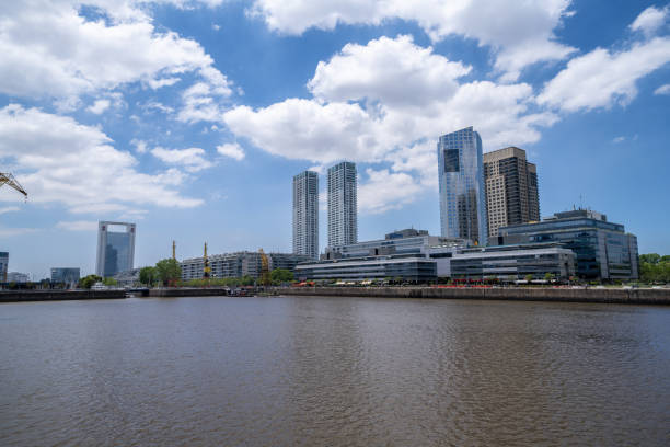 Leisure boats docked at the Puerto Madero pier in Buenos Aires, capital of Argentina