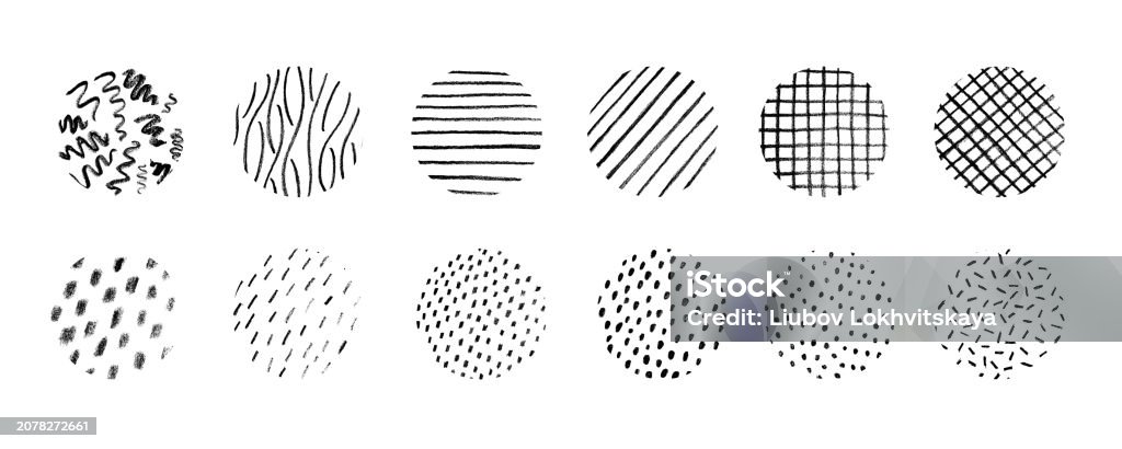 Hand Drawn Pencil Textures Pattern Set Stock Illustration - Download ...