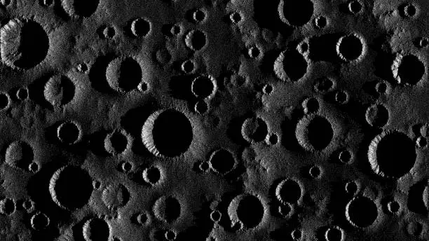 Vector illustration of Moon surface in stippling style with many meteorite impact craters