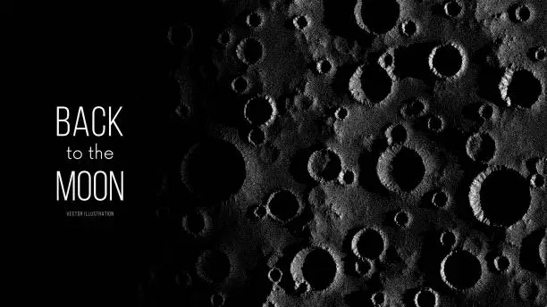 Vector illustration of Moon surface in stippling style with many meteorite impact craters
