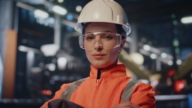 istock Portrait professional engineer crossing hands posing at innovation factory. 2078281058