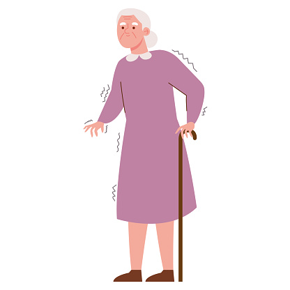 parkinson sick old woman isolated