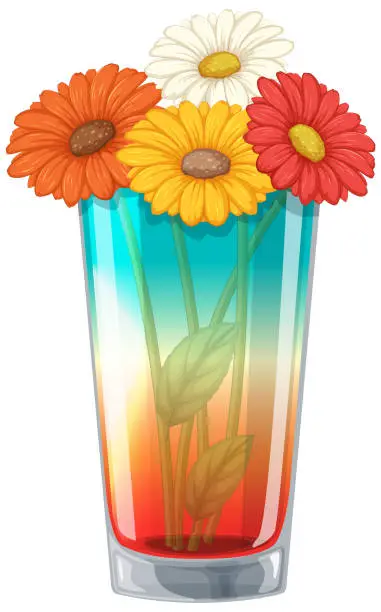 Vector illustration of Vector illustration of vibrant flowers in water