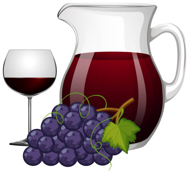 векторная иллюстрация сангрии в кувшине с виноградом. - barware stock illustrations