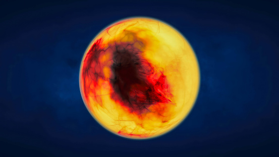 Yellow orange translucent glass energy futuristic magic round ball liquid plasma sphere. Abstract background. Video in high quality 4k, motion design.