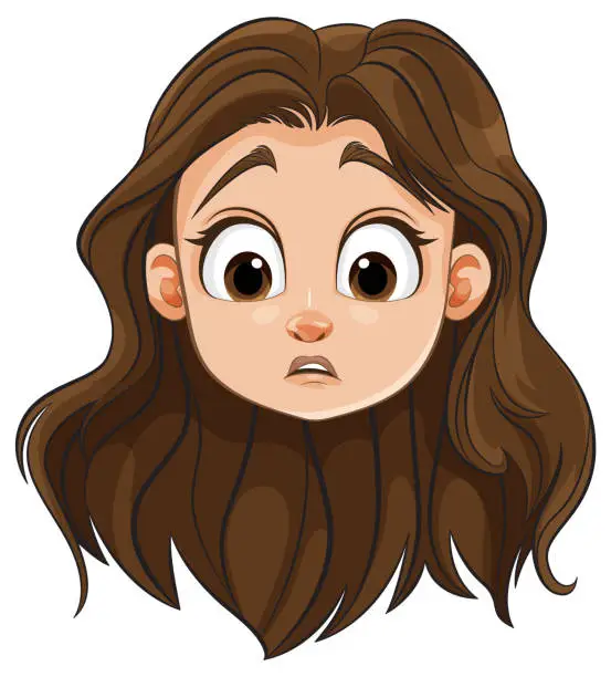 Vector illustration of Vector illustration of a girl with a surprised expression