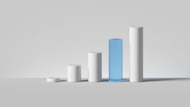 istock 3d render, abstract concept. White increasing chart with blue glass cylinder. Financial statistics, business metaphor. Minimalist background 2078311635