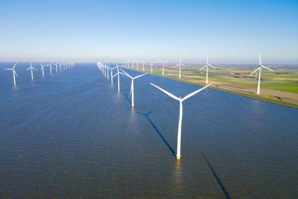 istock Windmill park in the ocean, windmill turbines 2078318035