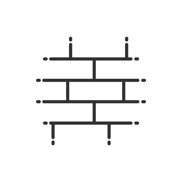 brick wall, linear icon. line with editable stroke - cornerstone stability stone construction site点のイラスト素材／クリップアート素材／マンガ素材／アイコン素材